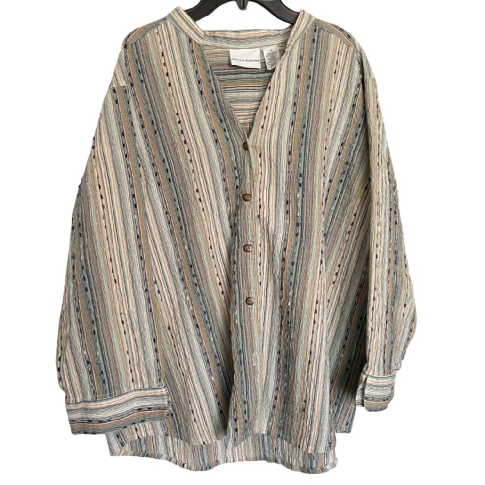 Alfred Dunner Artsy Striped Button Down Shirt – Size 18